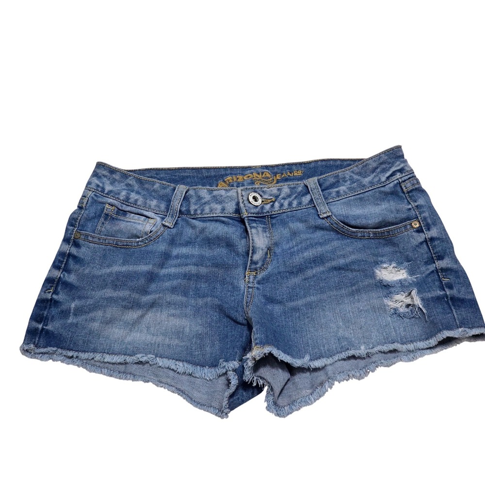 Arizona Jean Co Womens Size 3 Distressed Denim Cut Off Shorts Medium Wash Blue